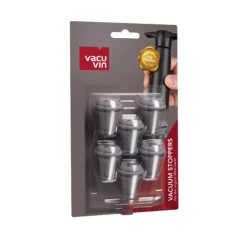 Vacu Vin Wijnstopper Vacuum Wine Stopper - Grijs - 6 Stuks -Goedkope Keuken Wijs Winkel 0886360 Vacuum Wine Stoppers Grey 6 pcs Pack 1
