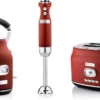 Westinghouse Retro Waterkoker + Broodrooster 2 Sleuven + Staafmixer - Rood