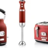 Westinghouse Retro Waterkoker + Broodrooster 4 Sleuven + Staafmixer - Rood