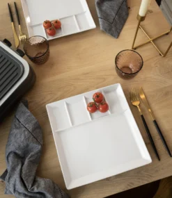 Fonduebord / Gourmetbord - 5 Vakken - Wit - 24 X 24 Cm -Goedkope Keuken Wijs Winkel 3 gourmet bord 1