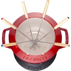 Staub Fondueset Kersenrood - ø 20 Cm / 2.36 Liter -Goedkope Keuken Wijs Winkel 40511 975 0 7 scaled