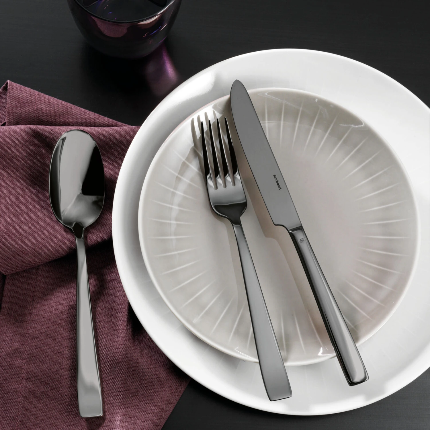 Sambonet Bestekset Flat - Zwart - 30 Delig / 6 Personen 3 Sambonet Bestekset Flat - Zwart - 30 Delig / 6 Personen - Afbeelding 3