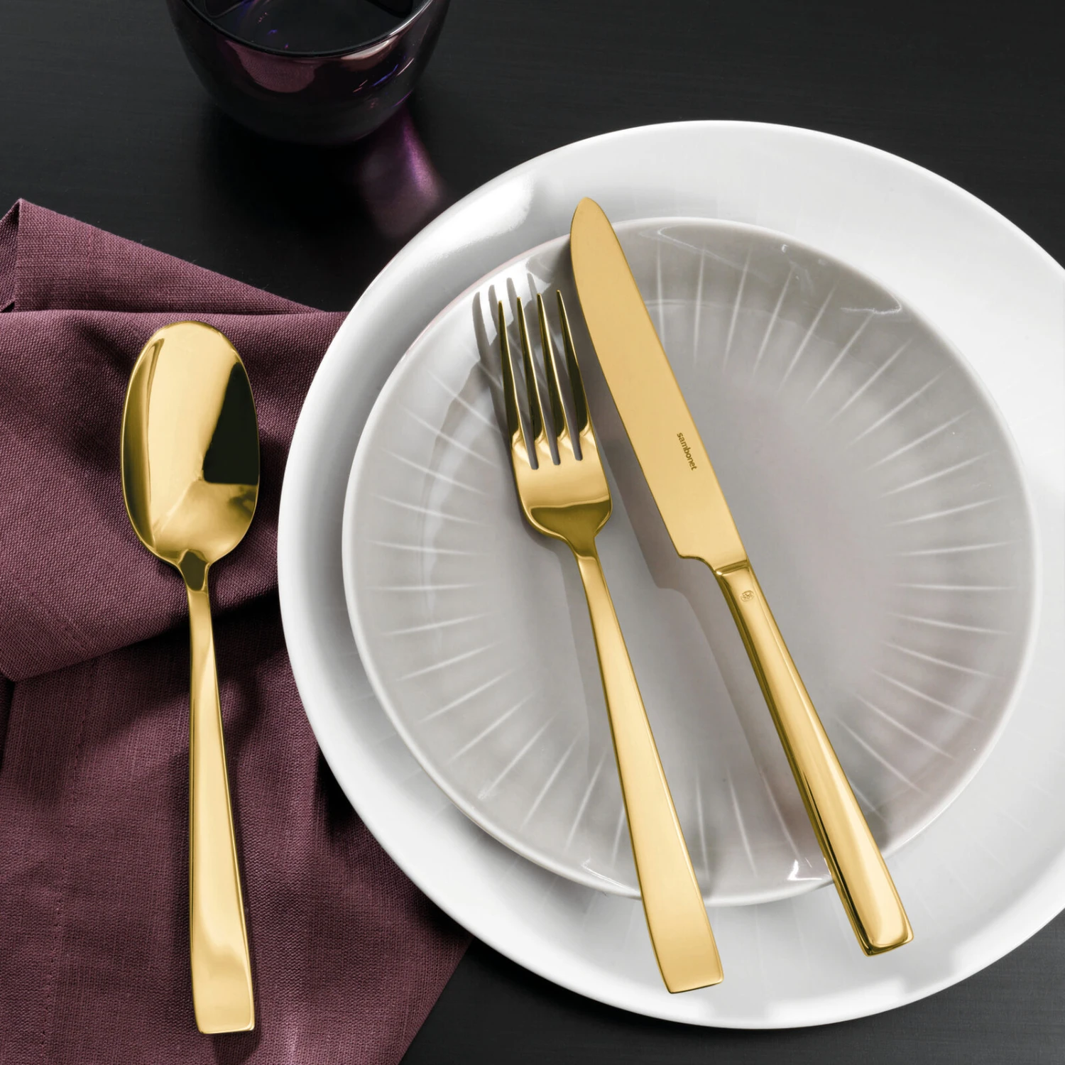 Sambonet Bestekset Flat - Goud - 30 Delig / 6 Personen 3 Sambonet Bestekset Flat - Goud - 30 Delig / 6 Personen - Afbeelding 3