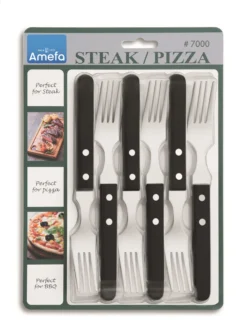 Amefa Steakvork Pizza - 6 Stuks -Goedkope Keuken Wijs Winkel 7000 Steak Fork Set 6pcs Blister black scaled