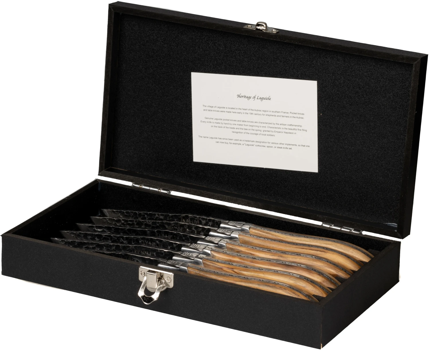 Jay Hill Steakmessen Laguiole - Raw Black - Olijfhout - 6 Stuks 4 Jay Hill Steakmessen Laguiole - Raw Black - Olijfhout - 6 Stuks - Afbeelding 4