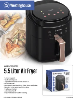 Westinghouse Airfryer / Heteluchtfriteuse - 1400 W - Zwart - 5.5 Liter 11 Westinghouse Airfryer / Heteluchtfriteuse - 1400 W - Zwart - 5.5 Liter -Goedkope Keuken Wijs Winkel 902x1200