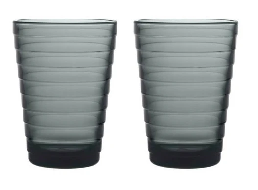 Iittala Glas Aino Aalto - Donkergrijs - 330 Ml - 2 Stuks 1 Iittala Glas Aino Aalto - Donkergrijs - 330 Ml - 2 Stuks