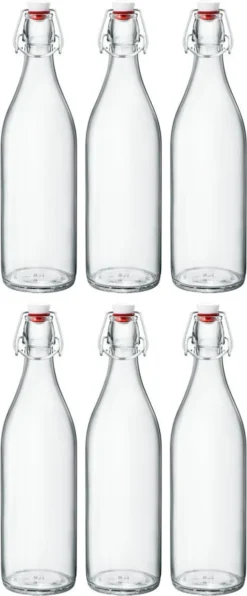 Bormioli Rocco Beugelflessen / Weckflessen Giara - Transparant - 1 Liter - 6 Stuks