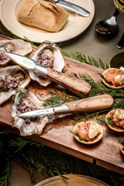Laguiole Style De Vie Oestermessen Met Oesterhouder Luxury Line Olijfhout -Goedkope Keuken Wijs Winkel OesterOliveGift 3