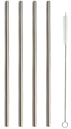 Sareva Herbruikbare Rietjes - Met Borstel - RVS - 4 Stuks -Goedkope Keuken Wijs Winkel Sareva Rietjes Rech RVS 1