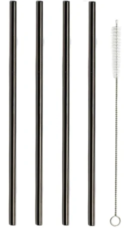 Sareva Herbruikbare Rietjes - Met Borstel - Zwart - 4 Stuks -Goedkope Keuken Wijs Winkel Sareva Rietjes Rech zwart