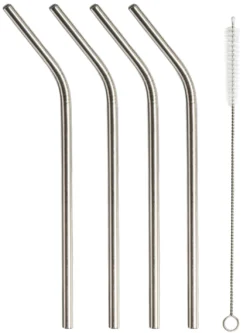 Sareva Herbruikbare Rietjes - Met Borstel - RVS - Gebogen - 4 Stuks 12 Sareva Herbruikbare Rietjes - Met Borstel - RVS - Gebogen - 4 Stuks -Goedkope Keuken Wijs Winkel Sareva Rietjes gebogen RVS