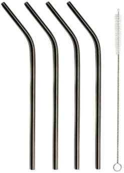 Sareva Herbruikbare Rietjes - Met Borstel - Zwart - Gebogen - 4 Stuks 9 Sareva Herbruikbare Rietjes - Met Borstel - Zwart - Gebogen - 4 Stuks -Goedkope Keuken Wijs Winkel Sareva Rietjes gebogen zwart