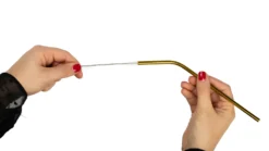 Sareva Herbruikbare Rietjes - Met Borstel - Goud - Gebogen - 4 Stuks -Goedkope Keuken Wijs Winkel product hand 4 scaled